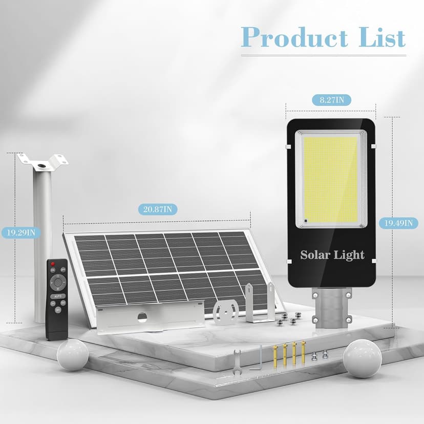 6000W Solar Street Lights Outdoor - 6500K Solar Lights Outdoor Waterproof Dusk to Dawn, High Brightness Street Lights Solar Powered with Remote Control for Yard, Parking lot and Garage