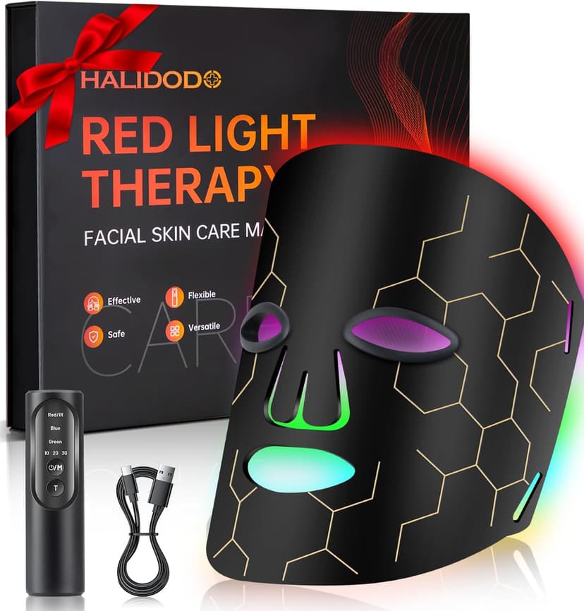 Red Light Therapy Mask for Face, 8 Mode Facial Skin Care Mask, 288 Lamp Red Light Therapy Mask at Home, 660nm&850nm Infrared Light Therapy Mask with Timer Remote Control, Relife
