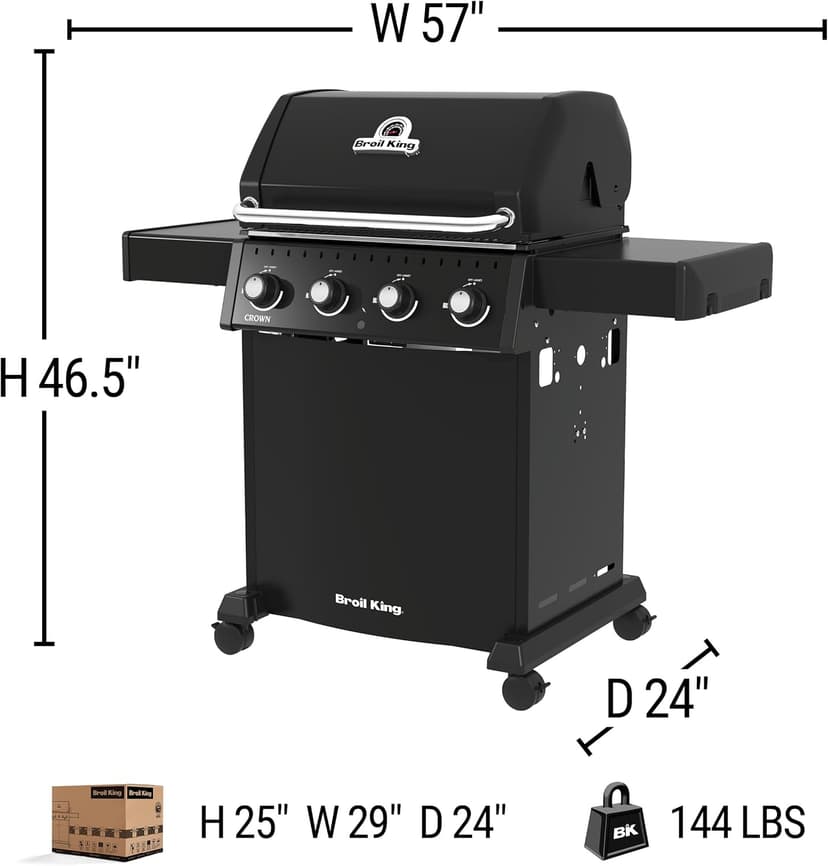 Broil King 865054 Crown 410, Liquid Propane (LP), Black
