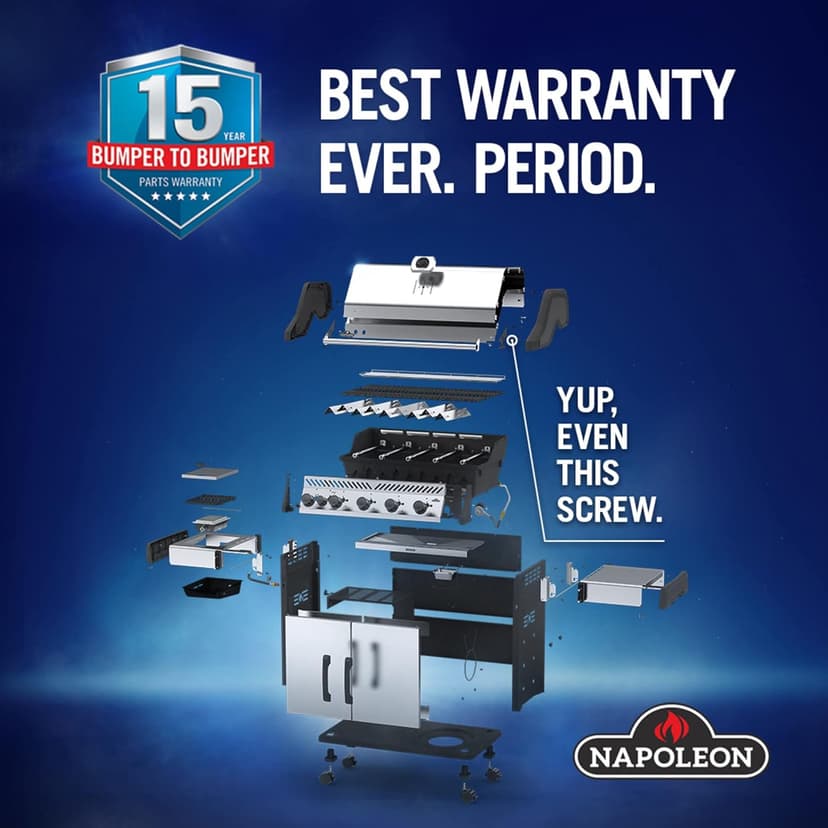 Napoleon - Rogue 425 Natural Gas Grill with Range Side Burner, Black, 3 Stainless Steel Main Burners