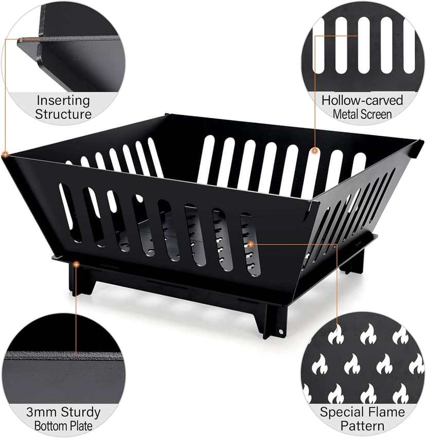 Fire Pits for Outside 17 Inch Collapsible Portable Plug Fire Pit for Camping Travel Picnic Bonfire Backyard Patio Garden Bon Fire Foldable Firepits for Outdoor Wood Burning with Storage Bag