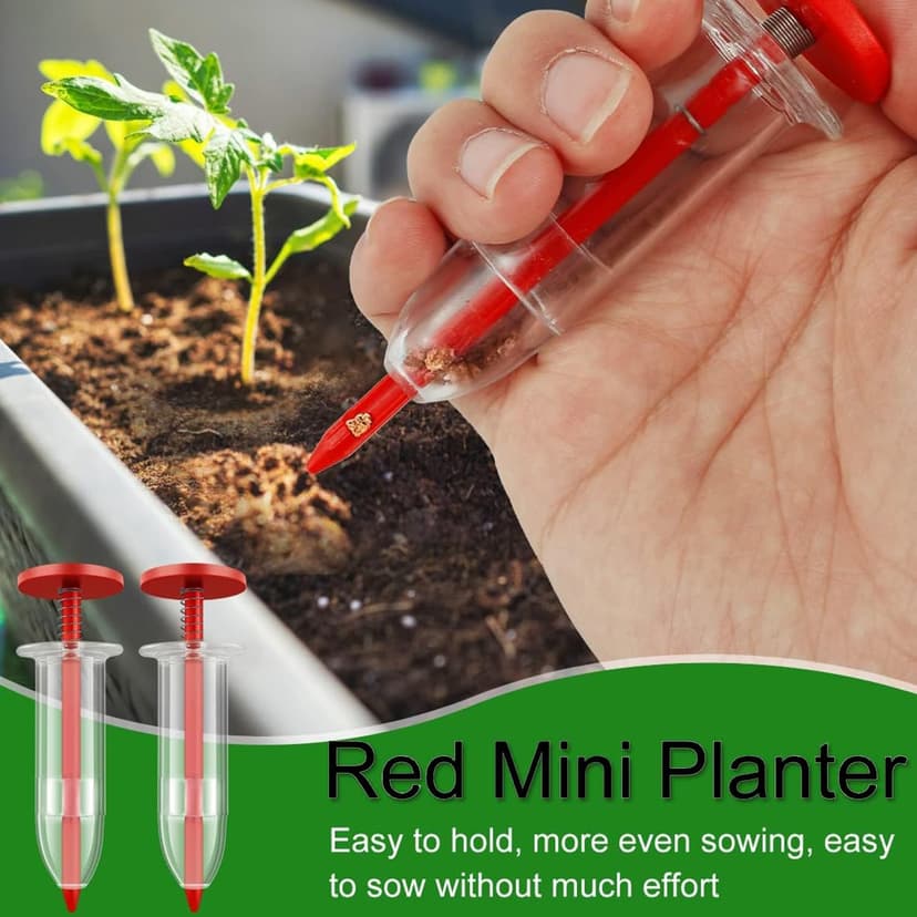 6 PCS Mini Seed Spreader, 2024 New Mini Sowing Seed Dispenser, Small Seed Planter Tool, Manual Seedlings Dibber and Widger Set, Seed Sower Spreader Handheld for Tiny Seeds, white, green, red