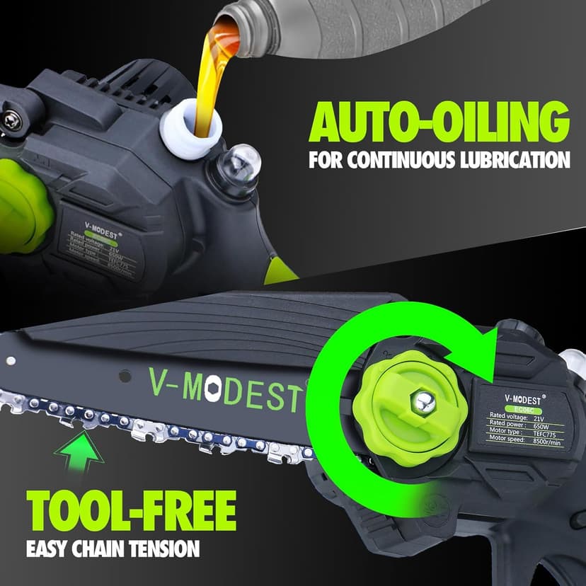 2-in-1 Cordless Pole Saw, 6 Inch Brushless Pole Chainsaws Mini Handheld Chainsaw with 2× 21V Batteries, 6.5lb Lightweight, Auto Oiling, 15 FT MAX Extension Pole Saws for Tree Trimming