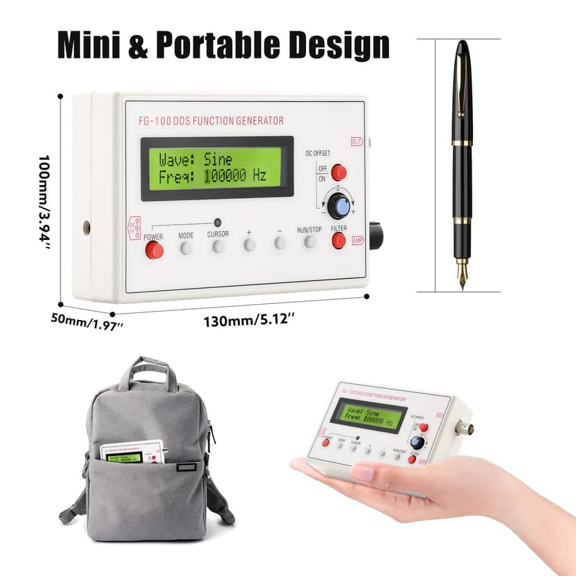 1HZ-500KHZ DDS Functional Signal Generator, Seesii DDS Function Low Frequency Signal Generator Sine/Triangle/Square/Sawtooth Waveform