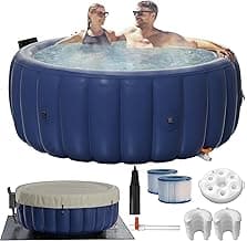 2-4 Person Inflatable Hot Tub, Portable Outdoor Spa with 146 Soothing Air Jets(73" x 28"), Portable Hot Tub with Cover and Heater Pump, Blue