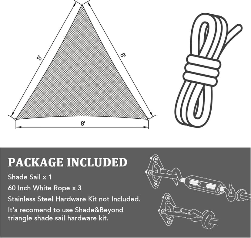 Shade&Beyond Triangle Sun Shade Sail 16'X16'X16' Permeable Canopy Sand for Patio Garden Yard Deck Pergola (We Make Custom Size)