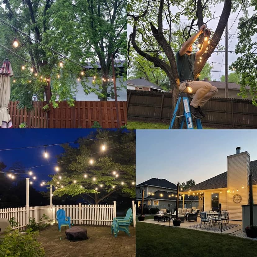 VIVII Solar String Lights, 44 Ft Solar String Light with 15 Waterproof LED Bulbs - Heavy Duty Outdoor Lights for Garden, Yard, and Deck in Warm White