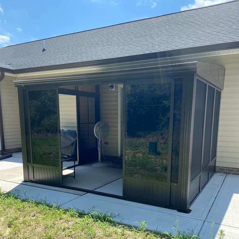 Domi 10'x12' Wall Mounted Sunroom Kit, Small Patio Solarium All Season, Aluminum Enclosed Gazebo with Galvanized Steel Roof, 2 Sliding Doors, Removable PVC Screen, Lean to Sun Room for Backyard, Deck