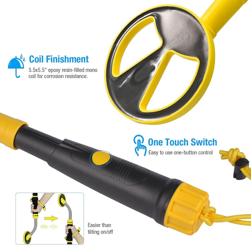 Underwater Metal Detector Handheld,100 Feet Fully Waterproof Metal Detector for Adults,Mini Gold Finder Pulse Induction with LED and Power Indicator for Scuba Diving Beach Backyard Treasure