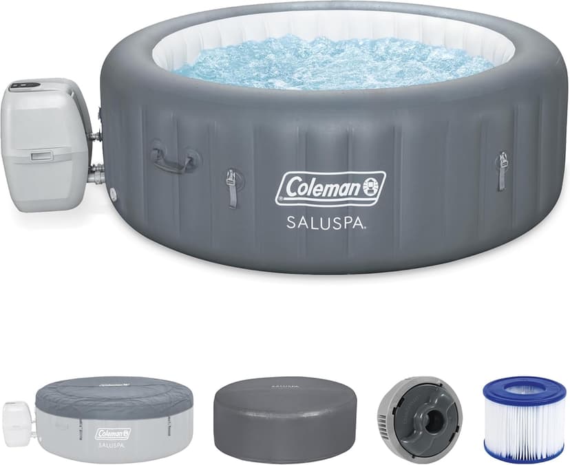 Bestway Coleman Palm Springs 4 to 6 Person EnergySense Smart AirJet Plus Inflatable Hot Tub Outdoor Spa with 140 AirJets and Insulated Cover