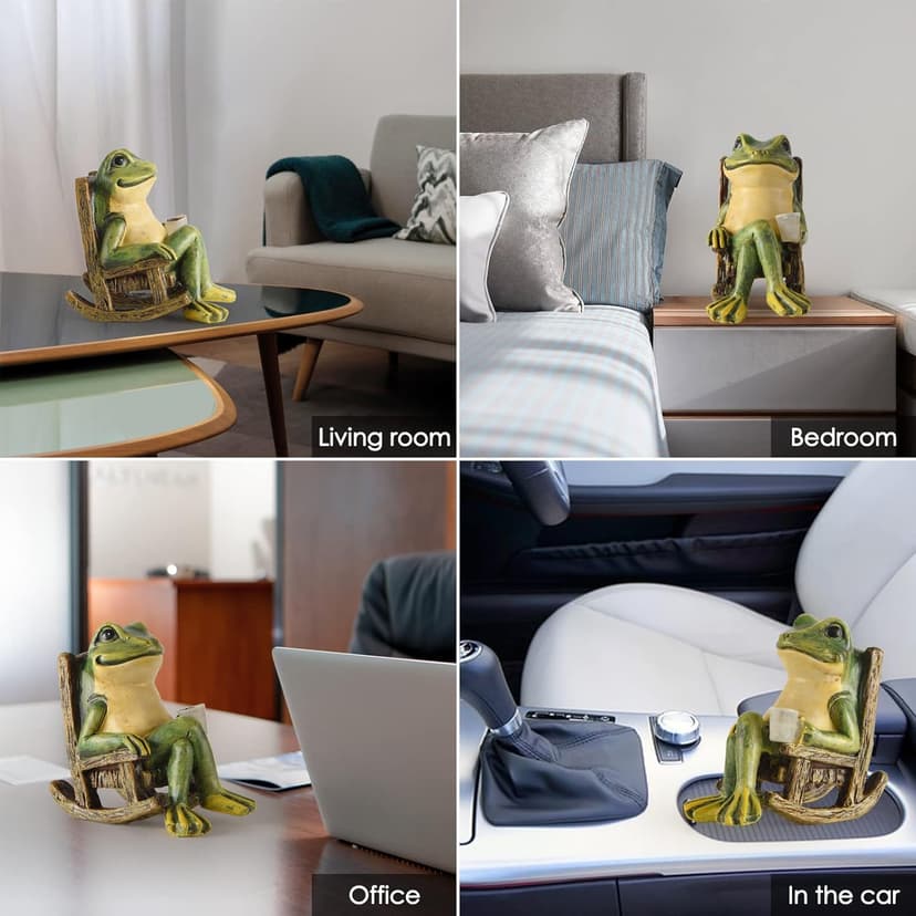 Miniature Frog Garden Statue Mom Gifts Home Decorations Fairy Garden Accessories Outdoor Lights Solar Garden Frog Decor Art Housewarming Gift for Patio,Yard,Lawn Ornament,3.89"x2.36"x3.93