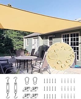 Quictent Waterproof Sun Shade Sail for Patios 185G Polyester Fabric Cloth, 98% UV Block Outdoor Awning Shelter for Commercial, Backyard, Garden, Deck, Hardware Kit Included 20x16 ft, Sand