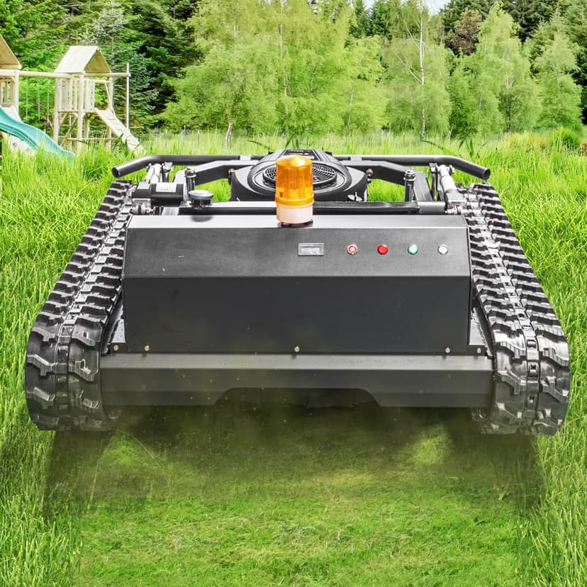 Lawn Mower, Remote Control Lawn Mower, Small Crawler Oil-Electric Hybrid Four-Wheel Drive Lawn Mowing and Weed Whacker, All Terrain Grass Cutter Yard Mower, 65° Climbing (SKD-810-90)