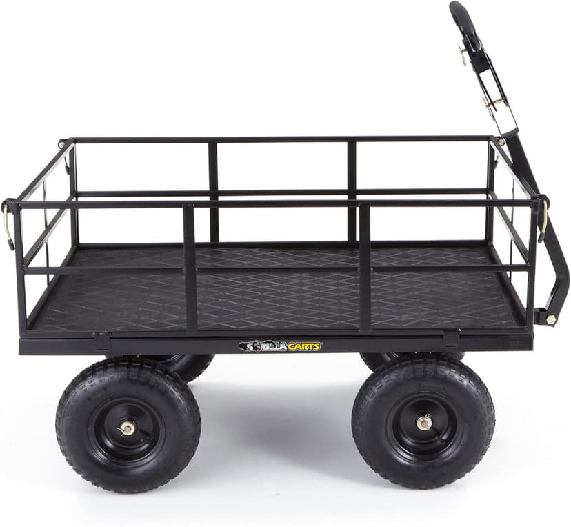 Gorilla Carts Heavy Duty Utility Cart, All Terrain Garden Wagon, 1200 Lb, Black