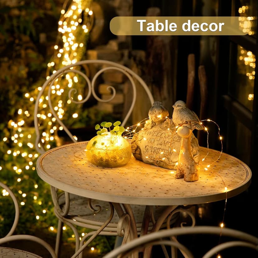 JMEXSUSS 2 Pack Fairy Lights Battery Operated with Remote, Total 400 LED 132ft Battery Powered String Lights, Twinkle Fairy Lights for Bedroom Indoor Outdoor Patio Tree Valentine Decor, Warm White