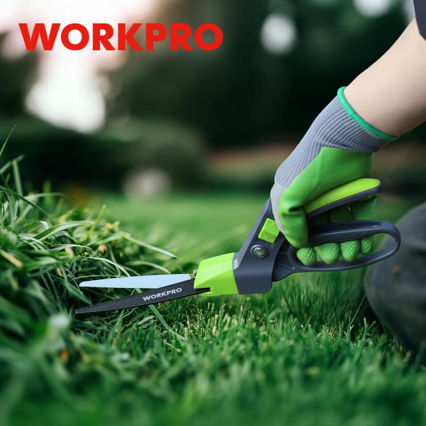WORKPRO Grass Shears Handheld, Ultra-Sharp Grass Clippers with 360 Degree Swivel Blades, Manual Grass Cutter, Non-Slip Garden Shears, Gardening Scissors, Plant Clippers for Precise Lawn Trimming