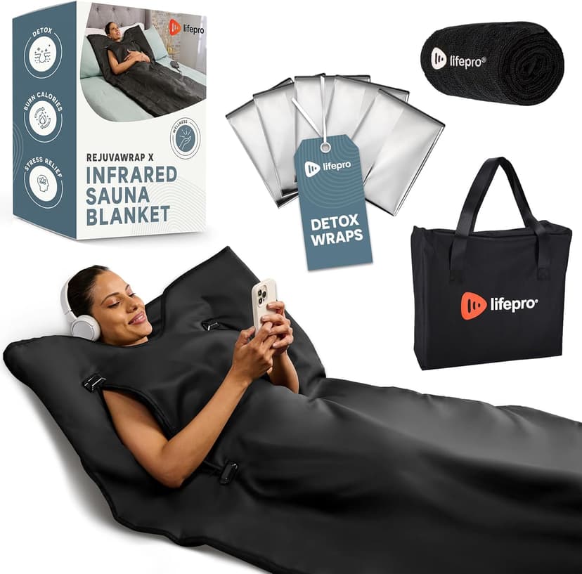 LifePro Infrared Sauna Blanket for Detox & Relaxation – Portable Far Infrared at Home Sauna for Detox, Muscle Tension Release, and Recovery – RejuvaWrap Series with Adjustable Heat Settings