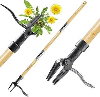 Weeder - The Original Stand Up Weed Puller Tool Made with Long Handle - Real Bamboo & 4-Claw Steel Head, Weeding Tool Weed Remove Tool for Lawn/Yard