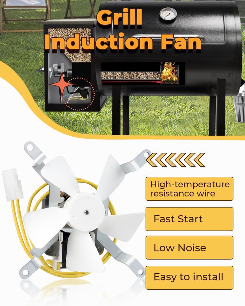 Upgraded Induction Fan Replacement for Traeger, Pit Boss, Camp Chef Wood Pellet Grills, Sam's Club/Z Grills Pellet Grills, Grill Replacement Parts, AC120V 60Hz