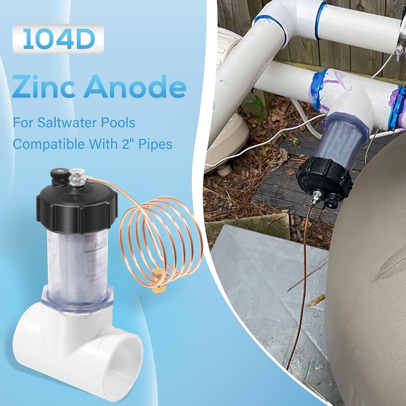 Bonbo 2" Inline Zinc Anode for Saltwater Pools, 104D Pool Zinc Anode, Sacrificial Anode for Protect Metal Parts