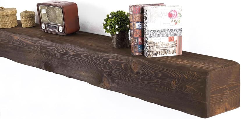 BoscoMondo Rustic Fireplace Mantel Shelf - Pine Wood - Wall Decor, Mounted Farmhouse Shelving (Dark Brown, 72" Extra Thick)