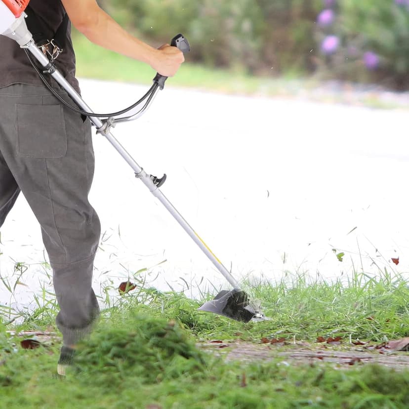 58CC Weed Wacker Gas Powered, 2-Cycle 4 in 1 Gas Weed Eater Brush Cutter with 4 Detachable Heads 18.5" Cutting Path Cordless String Trimmer Grass Cutter Machine for Lawn, Garden Care, Orange