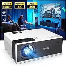 FUDONI Projector with WiFi and Bluetooth, Outdoor Portable 4K Support Projector 18000L HD 1080P Max 300" Display Zoom, Movie Video Home Theater Projector Compatible w/HDMI/USB/Phone/Laptop/TV Stick