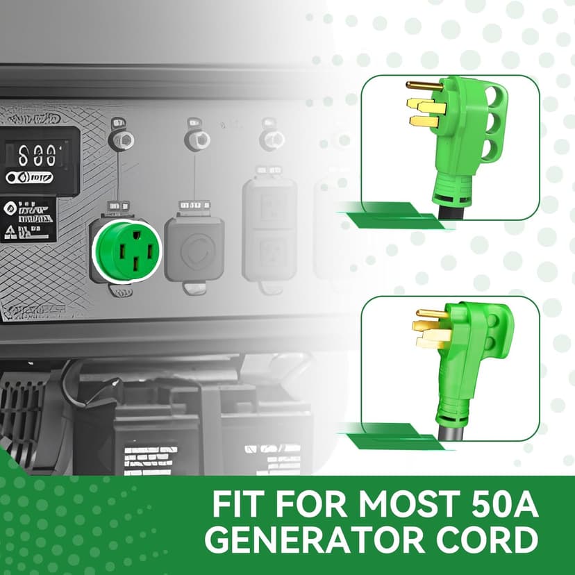 NEMA 14-50P to NEMA 14-50R Generator Adapter Plug, 50Amp 4 Prong Connector,125V/250V 50Amp Generator Cord Extension Plug