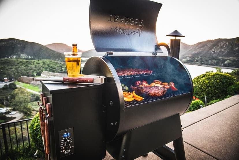 Traeger Grills Pro 22 Wood Pellet Grill & Smoker, Electric Pellet Smoker Grill Combo, 6-in-1 BBQ Versatility, 572 sq. in. Grilling Capacity, Meat Probe, 450 Degree Max Temperature, 18LB Hopper, Bronze