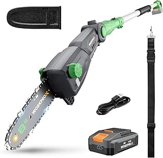 WORKPROX Cordless Pole Saw with Battery, 20V 4.0Ah Battery Powered 8 Inch Electric Pole Chainsaw, 4000mAh Power Bank with Quick Charge 3.0, Lightweight, 9.2 FT Max Reach Pole Saw for Tree Trimming