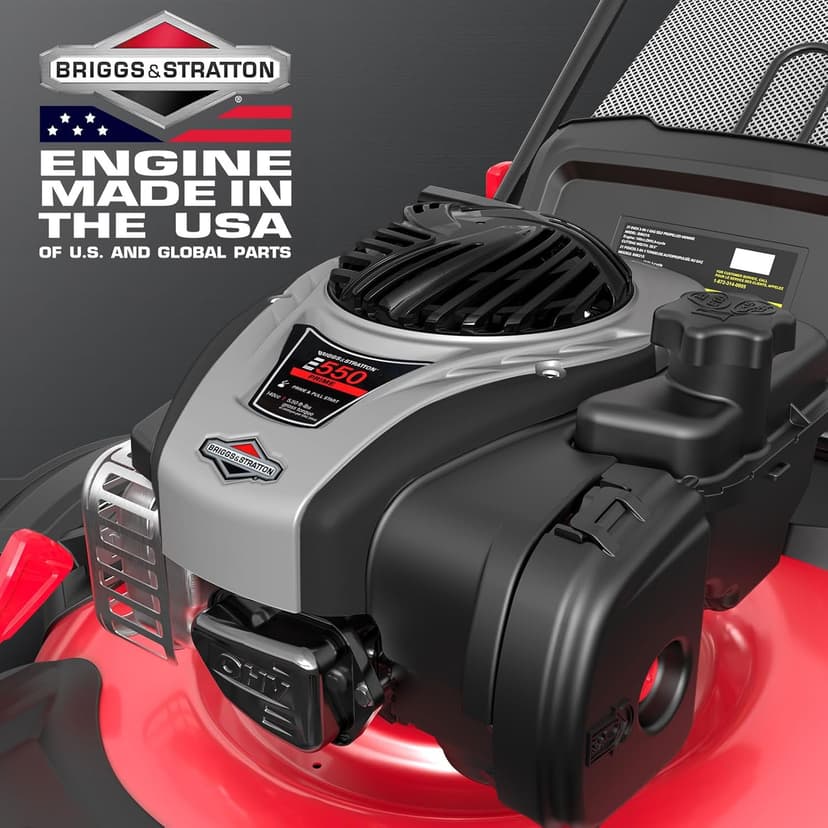 PowerSmart Gas Lawn Mower 21-Inch with 140cc Briggs and Stratton E550 Engine, High Wheels, 3-in-1 with Bagging