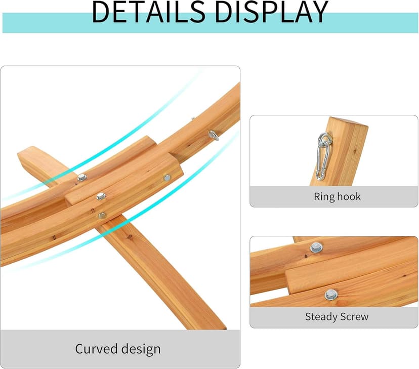 Outsunny 10.6' Wooden Hammock Stand Universal Garden Picnic Camp Accessories, 264lbs, Natural