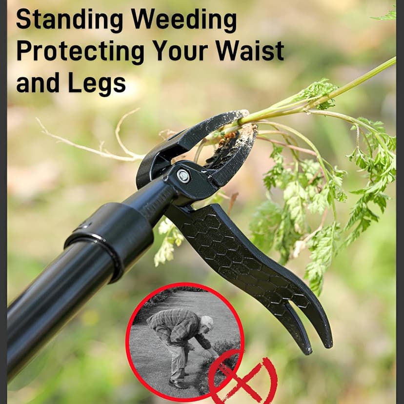 Weed Puller Tool，Stand Up Weed Puller Tool，Weeding Artifact Uprooting Equipped with a shovel，Easily Remove Weeds Effortlessly Without The Need to Tug, Bend, Garden weeding tools. (Stainless Steel)
