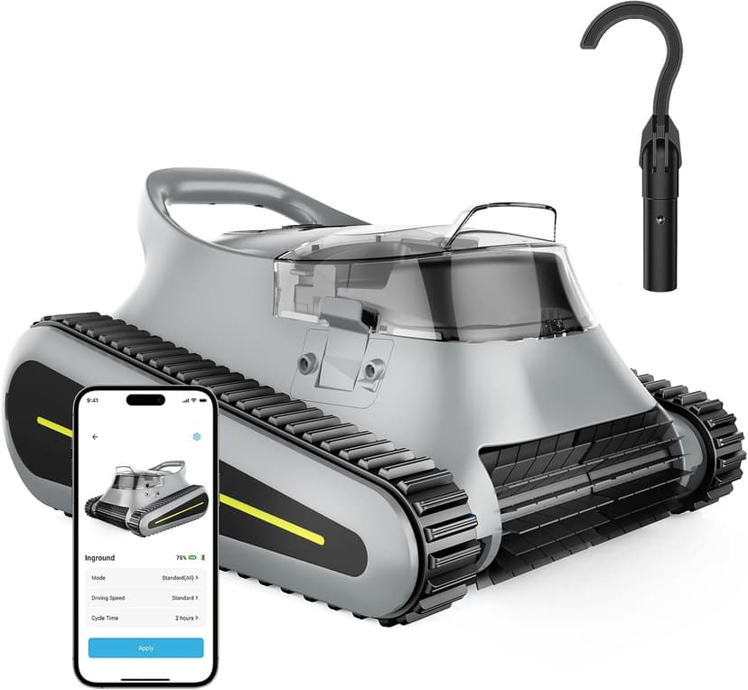 2025 Upgraded HISION Cordless Robotic Pool Cleaner with Wall-Climbing & Waterline Cleaning, 180W Brushless Motor Powerful Suction, 150-Min Runtime for In-Ground & Above Ground Pools up to 2000 Sq.Ft