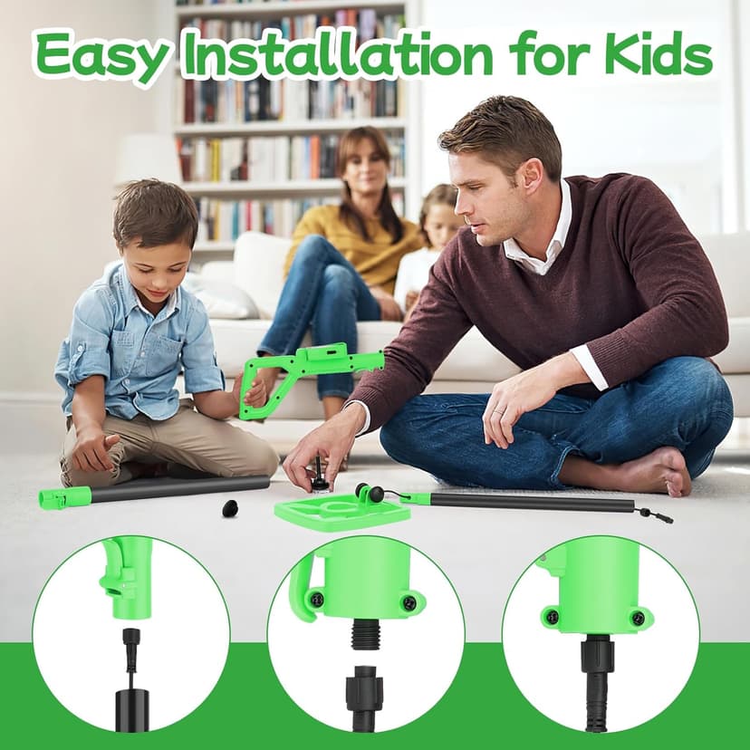 OMMO Metal Detector, Rechargeable Built-in Battery Kids Metal Detector with Funny LCD Display, Adjustable Metal Detectors for Kids with Waterproof Search Coil USB Cable for Detecting Treasure