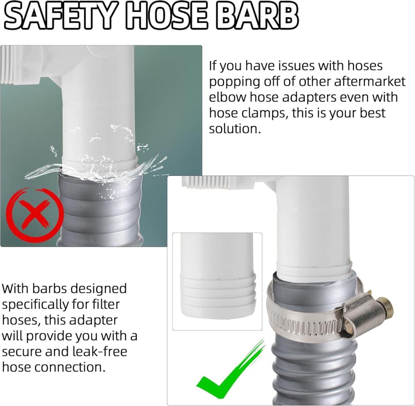 TonGass (2-Pack) 1 1/2" MPT by 90 Degree Barb Elbow Hose Adapter Compatible with Hayward Pool Pumps and Filters Replacement Hayward SPX1105Z4