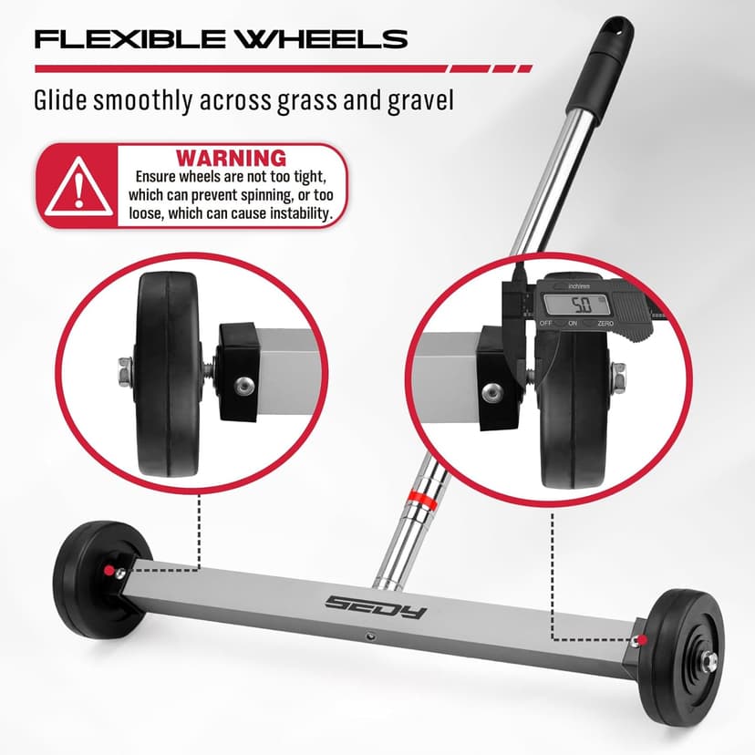 Magnet Sweeper Magnetic Nail Roller: 17-Inch Heavy Duty Magnet Nail Pickup Rolling Tool with Telescoping Adjustable Handle 8.8-Pound Capacity Ideal for Workshop Garage Yard Construction Cleanup