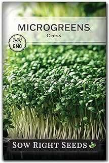 Sow Right Seeds - Cress Microgreen Seed for Growing - Instructions to Quickly Grow Delicious and Healthy Microgreens - Plant Indoors with no Special Equipment - Super Easy Superfood Sprouts