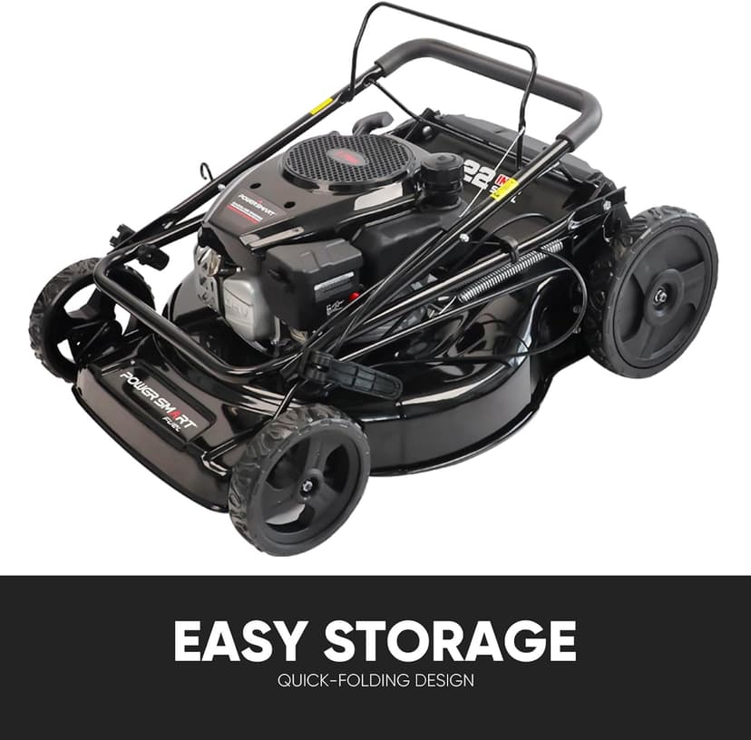 PowerSmart Self Propelled Gas Lawn Mower, 22 in. with 170cc OHV Engine, 3-in-1 Rear-Wheel-Drive High Wheels, Black