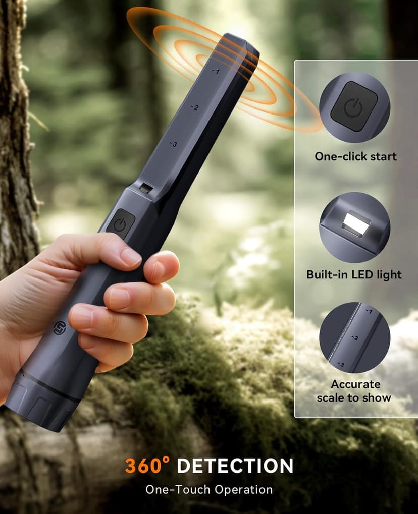 SUNPOW Metal Detector Pinpointer Rechargeable – 800mAh Battery for 15H Use – IP68 Fully Waterproof Handheld Wand – High Sensitivity 360° Detection – Treasure Hunting Tool for Adults & Kids – NXGD02
