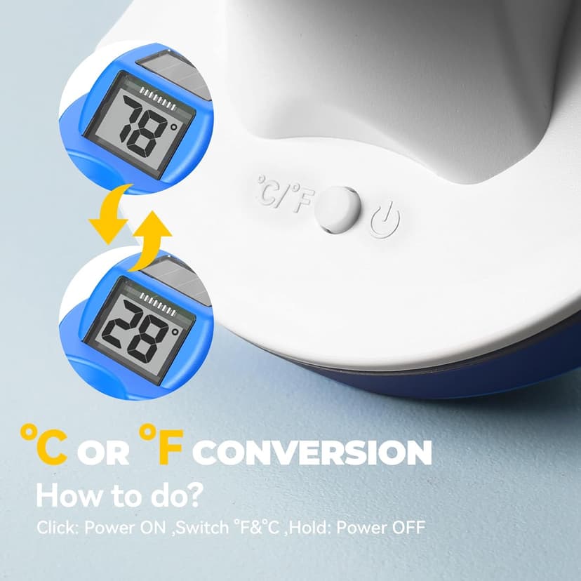 Pool Thermometer Solar Digital Floating, High Precision Large Screen Without Fogging with Double-Sided Display Screen for Swimming Pool, Aquarium, Spa, Hot Spring, Ponds