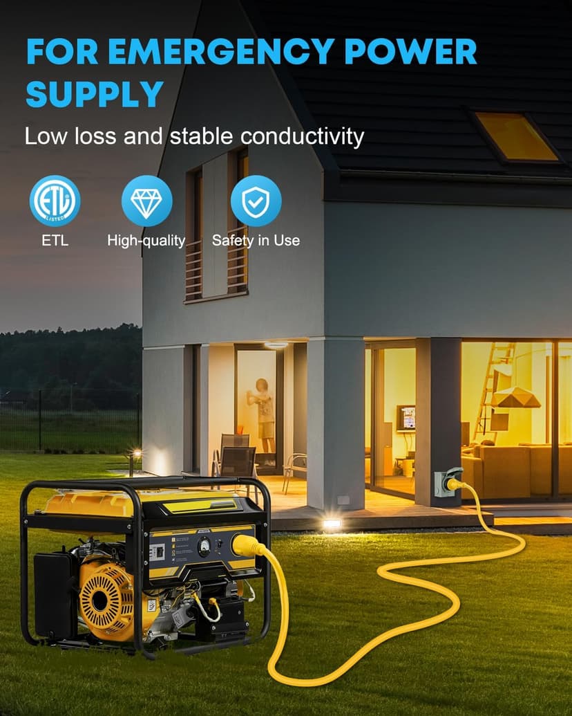 Kohree 30 Amp Generator Cord and Pre-drilled Power Inlet Box, 10FT 4 Prong NEMA L14-30P to L14-30R 10 Gauge Generator Extension Cord, L14-30P Power Inlet Box Kit, 125/250V, 7500W with Cord Organizer