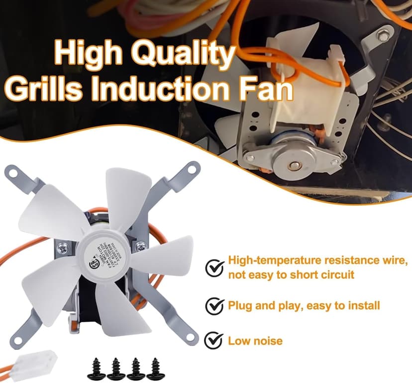 Upgraded Grill Induction Fan Replacement Part for Pit Boss, Traeger, Camp Chef Wood Pellet Grills, Sam's Club, Z Grills Pellet Grills, AC120V 60Hz Grill Combustion Fan Kit Replacement Parts