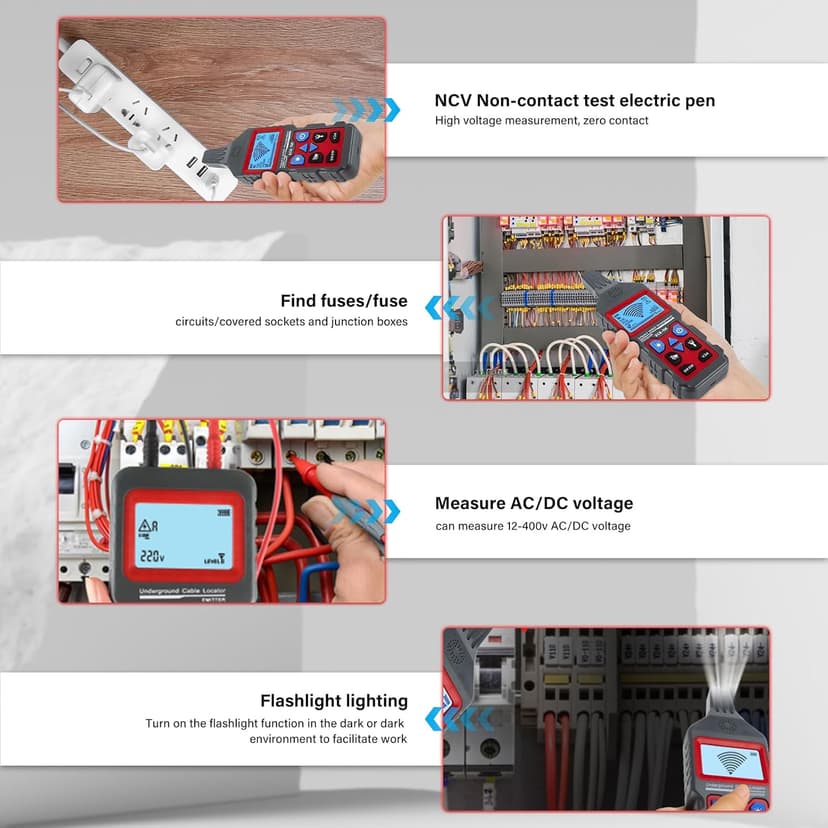 Underground Cable Tester Locator, Metal Pipe Detector, Wire Tracker Tool, Wall and Underground Wires Cables Water and Gas Pipeline Detector, Short Circuit Breaker Tester