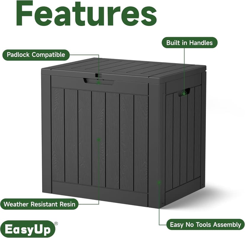 30 Gallon Resin Deck Box Waterproof, UV Resistant Outdoor Storage Box for Delivery, Patio, Garden,and Porch,Striped Black