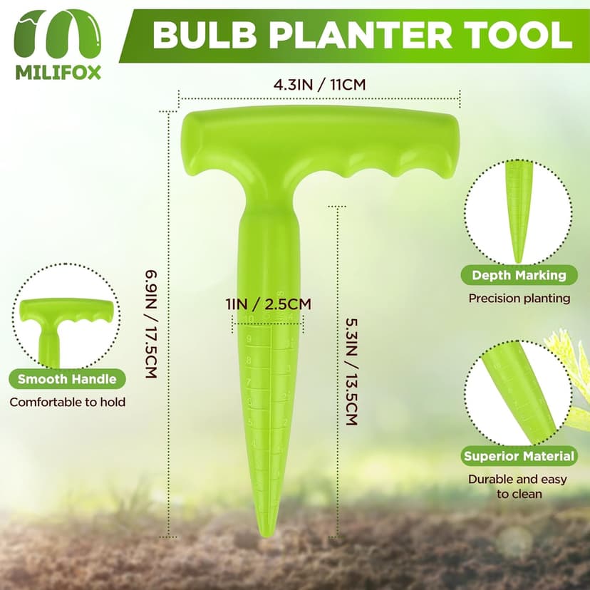 Planter Planting Dibber and Hand Dibbler Gardening Tool with Measurement for Sowing Seeds Bulbs Flower Vegetable Digging Garden Enthusiasts(Light Green)