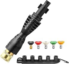 Pressure Washer Gun Adapter with 5 Spray Nozzles and 1 Tips Holder - Power Washer Wand Replacement Kit - Compatible with Some Ryobi, Portland, Husky Electric Pressure Washers Black
