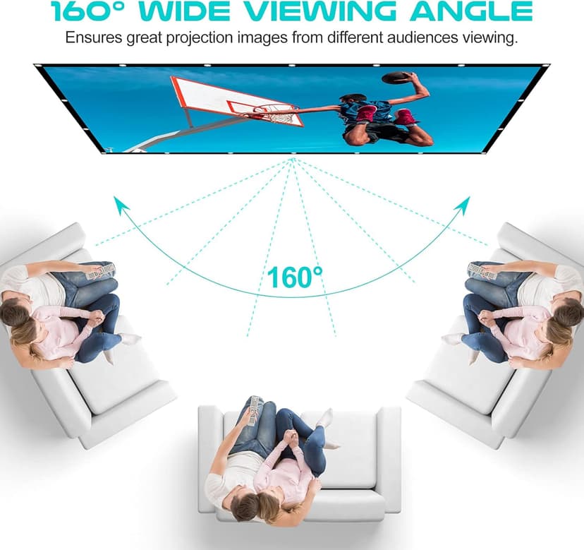AAJK Outdoor Projection Screen 150 inch, Washable Projector Screen 16:9 Foldable Anti-Crease Portable Projector Movies Screen for Home Theater Outdoor Indoor Support Double Sided Projection