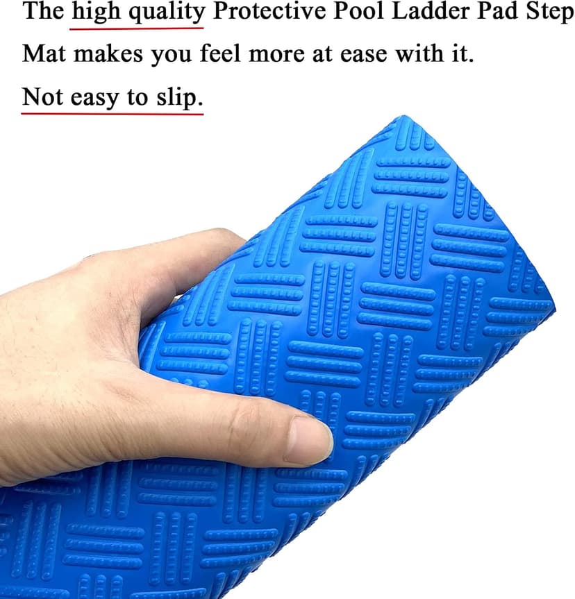 SKARUMMER Swimming Pool Ladder Mat - Protective Pool Ladder Pad Step Mat with Non-Slip Texture, Blue Medium Pool Step Mat, 36 inch X 9 inch