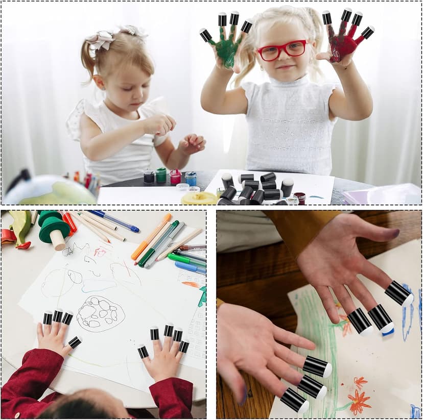 20 Pieces Finger Daubers, Sponge Finger Daubers with Soft Sponge Head Convenient Washable DIY Ink Daubers for Stenciling Painting Ink Crafts Card Making Scrapbook, Black